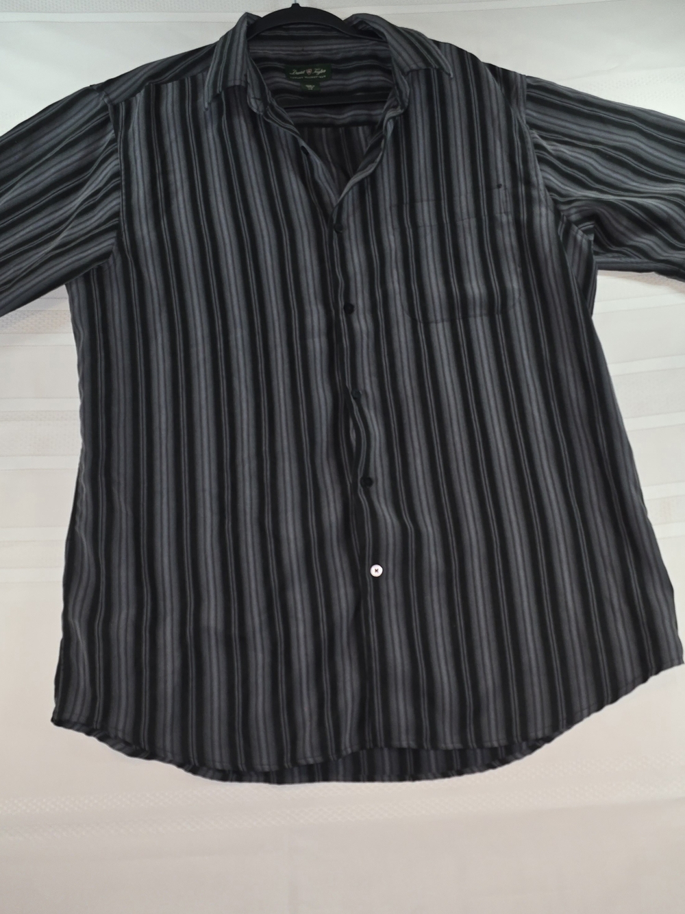 Men's David Taylor Luxury Microfiber Black & Grey Vertical Stripe Button Shirt